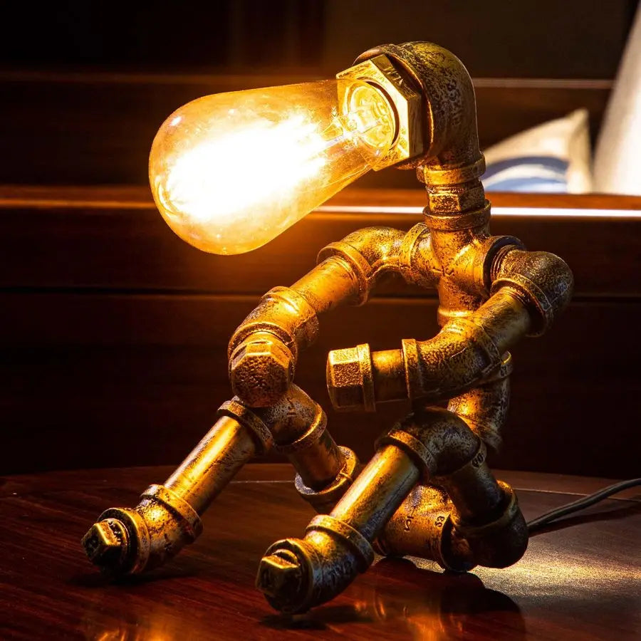 Steampunk Robot Table Lamp Vintage Industrial Desk Light