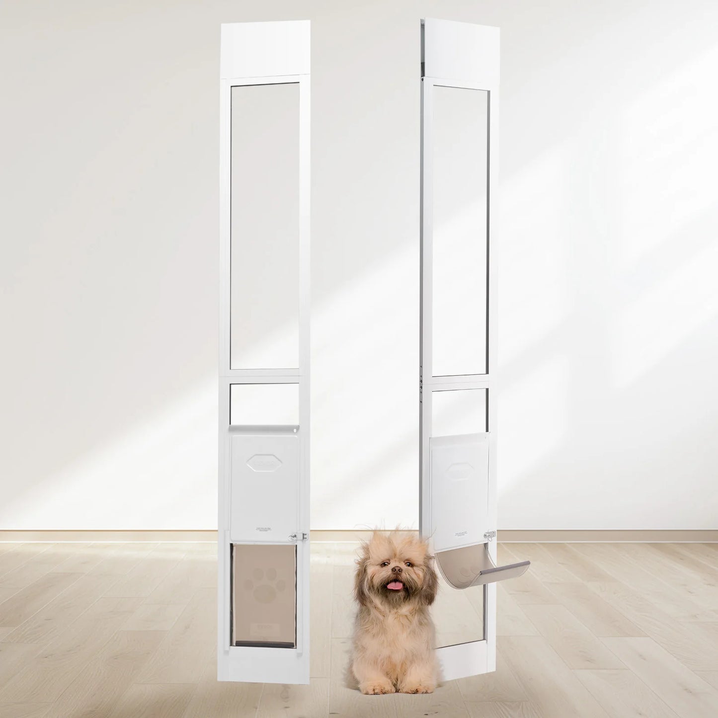 SucceBuy Sliding Glass Dog Door With Adjustable Aluminum Frame