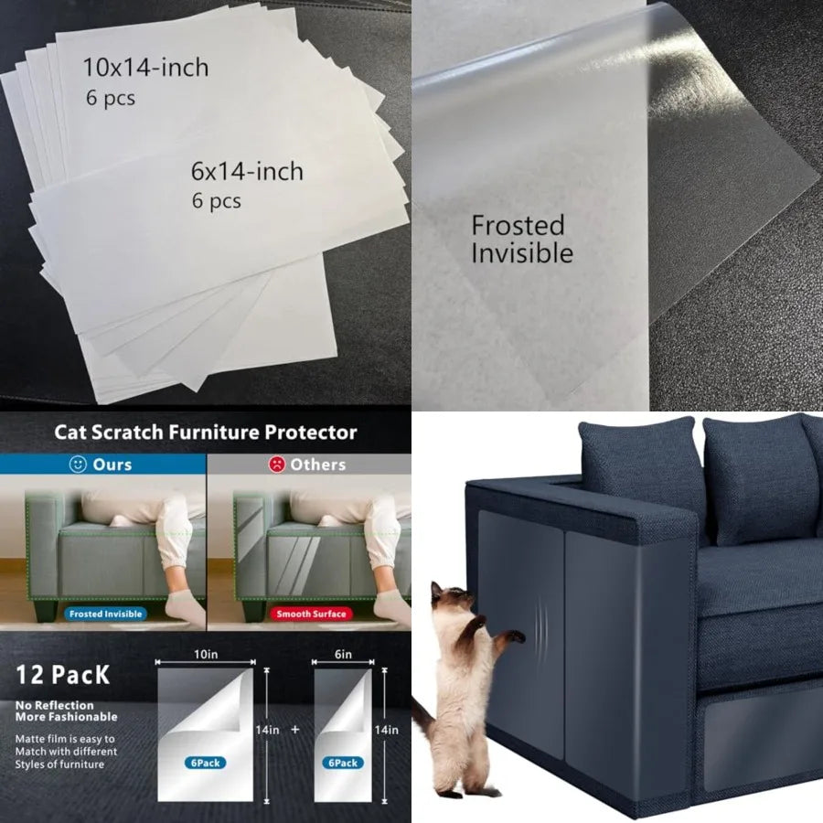Cat Scratch Furniture Protector 12 Pack Clear Self Adhesive Guards