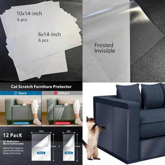 Cat Scratch Furniture Protector 12 Pack Clear Self Adhesive Guards