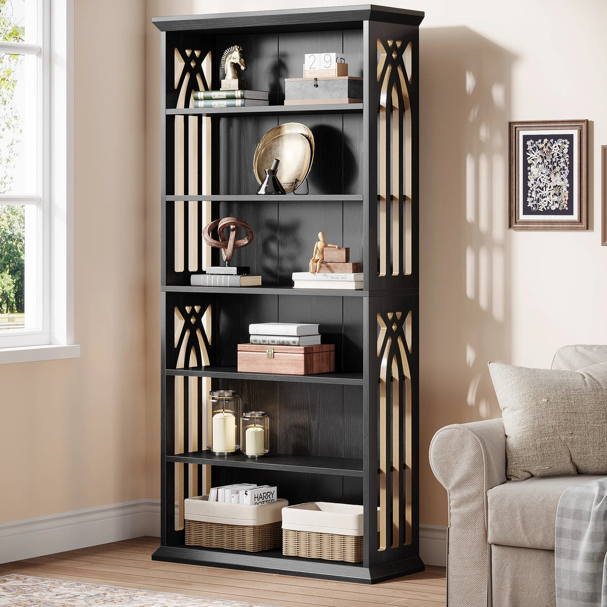 Tribesigns Six Tier Freestanding Wooden Display Bookshelf Bookcase