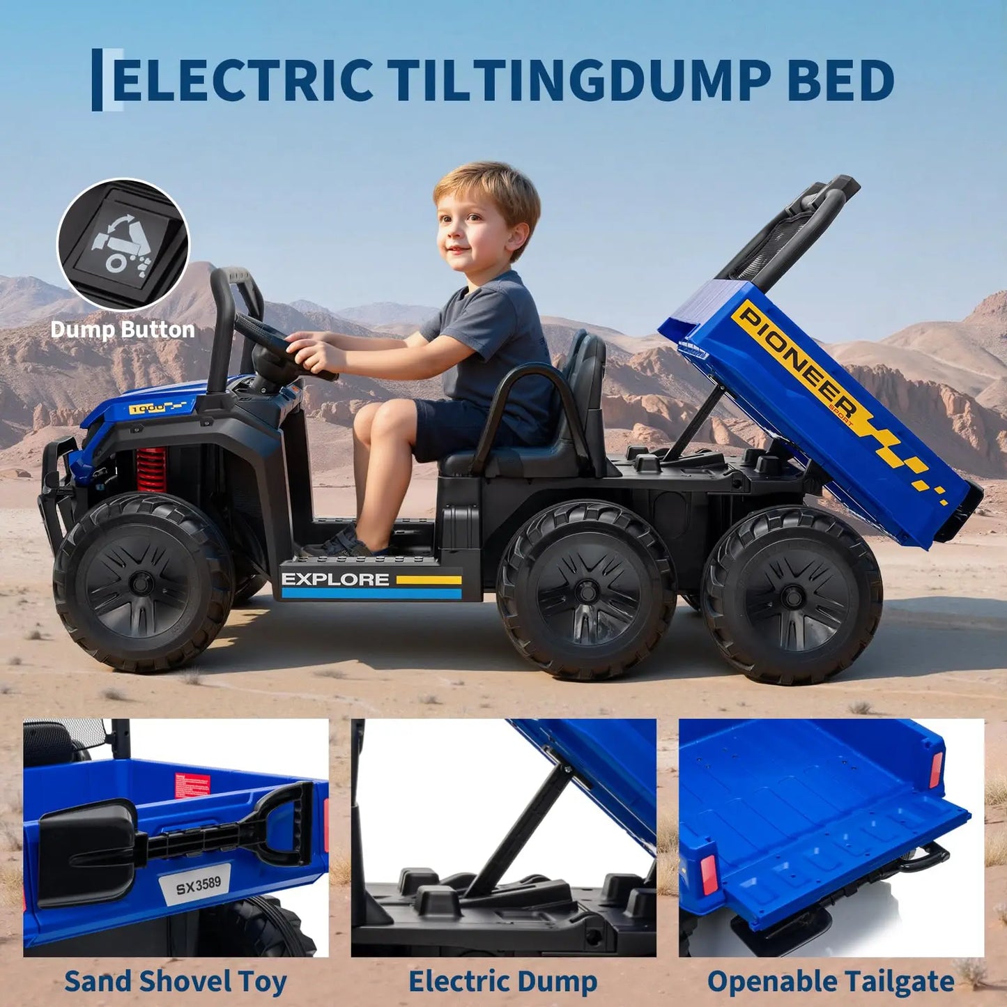 24V Two Seater Ride On Electric Dump Truck With Remote