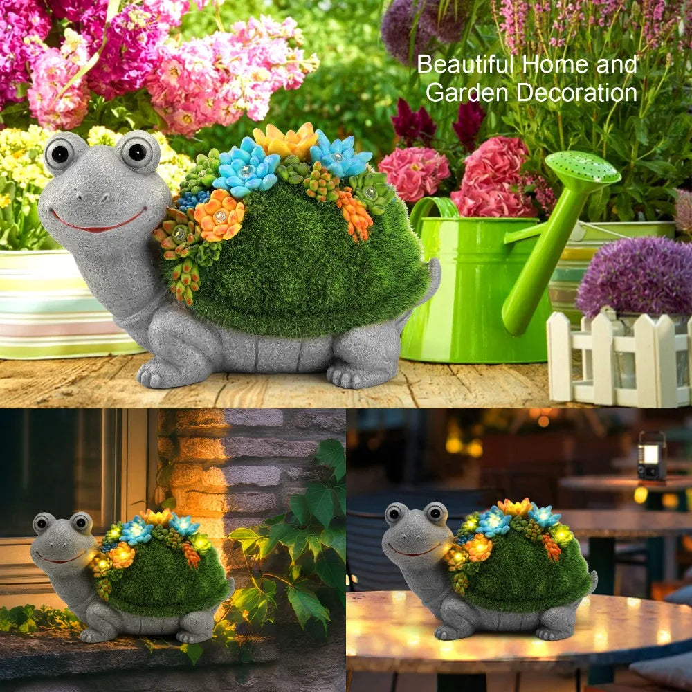 Solar Garden Statue Light Turtle Elephant Dragon Outdoor Decor