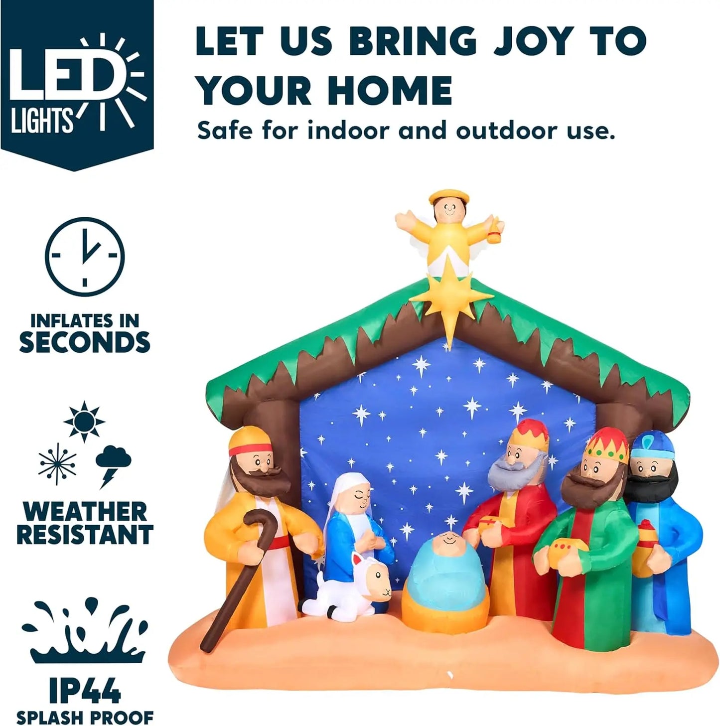 Joyfy Christmas Nativity Inflatable With LEDs For Yard Decor