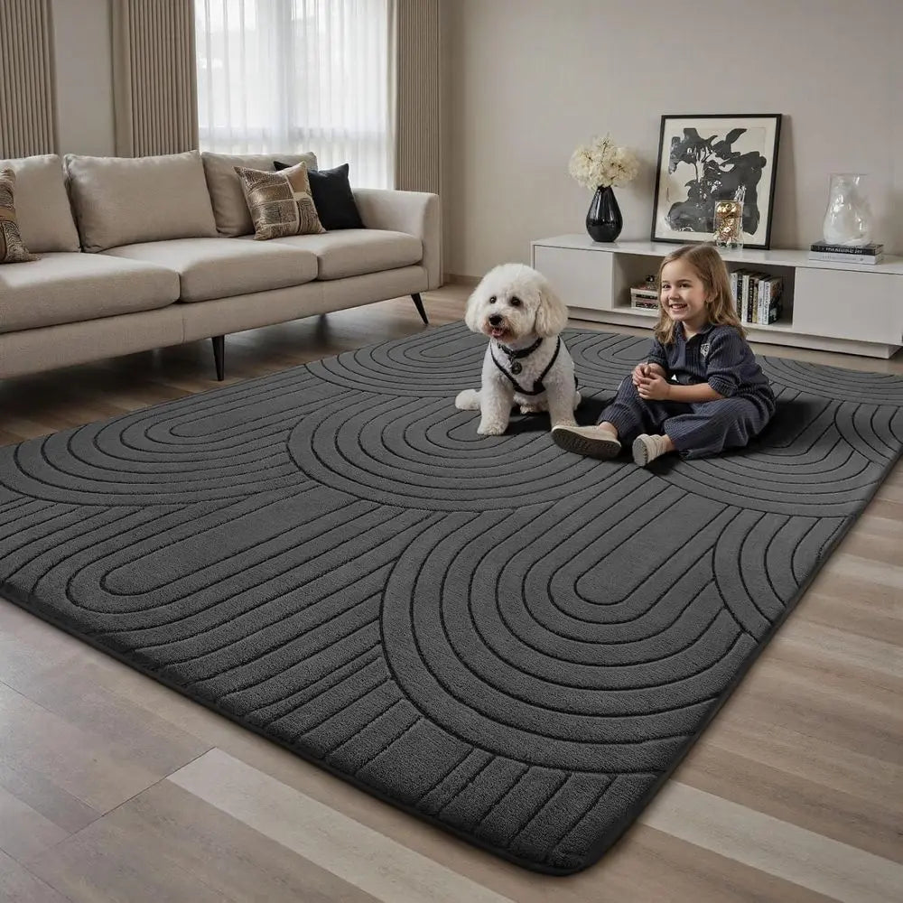 Kilim Style Anti-Slip Polyester Area Rug Machine Washable Indoor Carpet