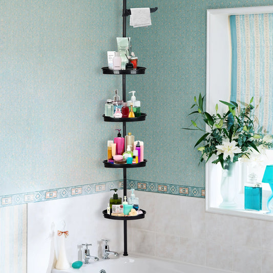 HiMISS Corner Shower Caddy With Tension Pole 4 Tier Bathroom Organizer