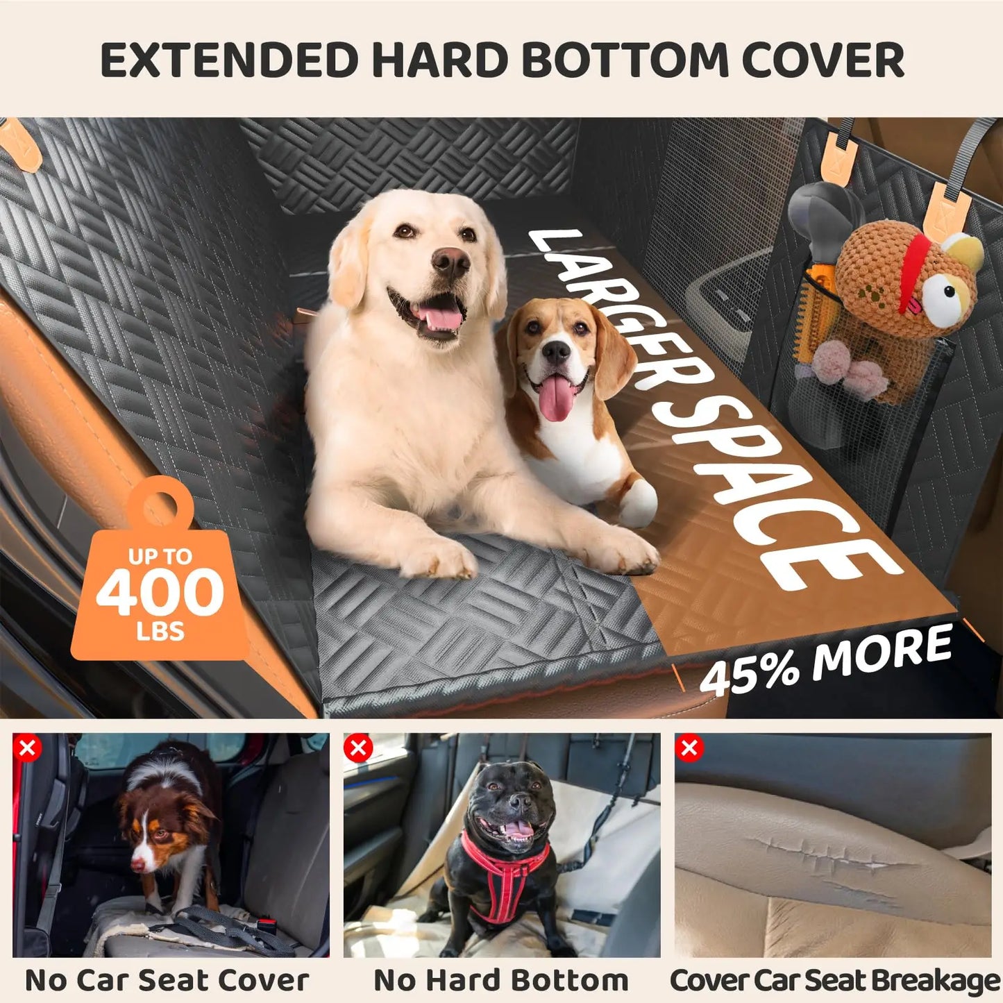NONECN Car Rear Seat Dog Cover Hammock Heavy Duty 400lb Load