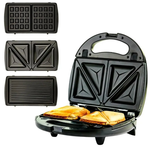 3-In-1 Electric Sandwich Maker Panini Grill And Waffle Iron