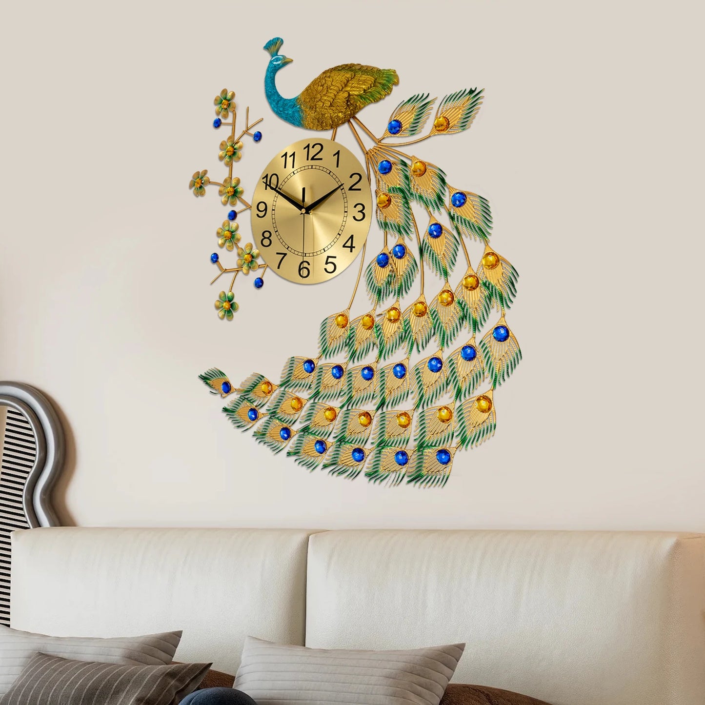 Noned Peacock Wall Clock Modern Acrylic Wall Decor