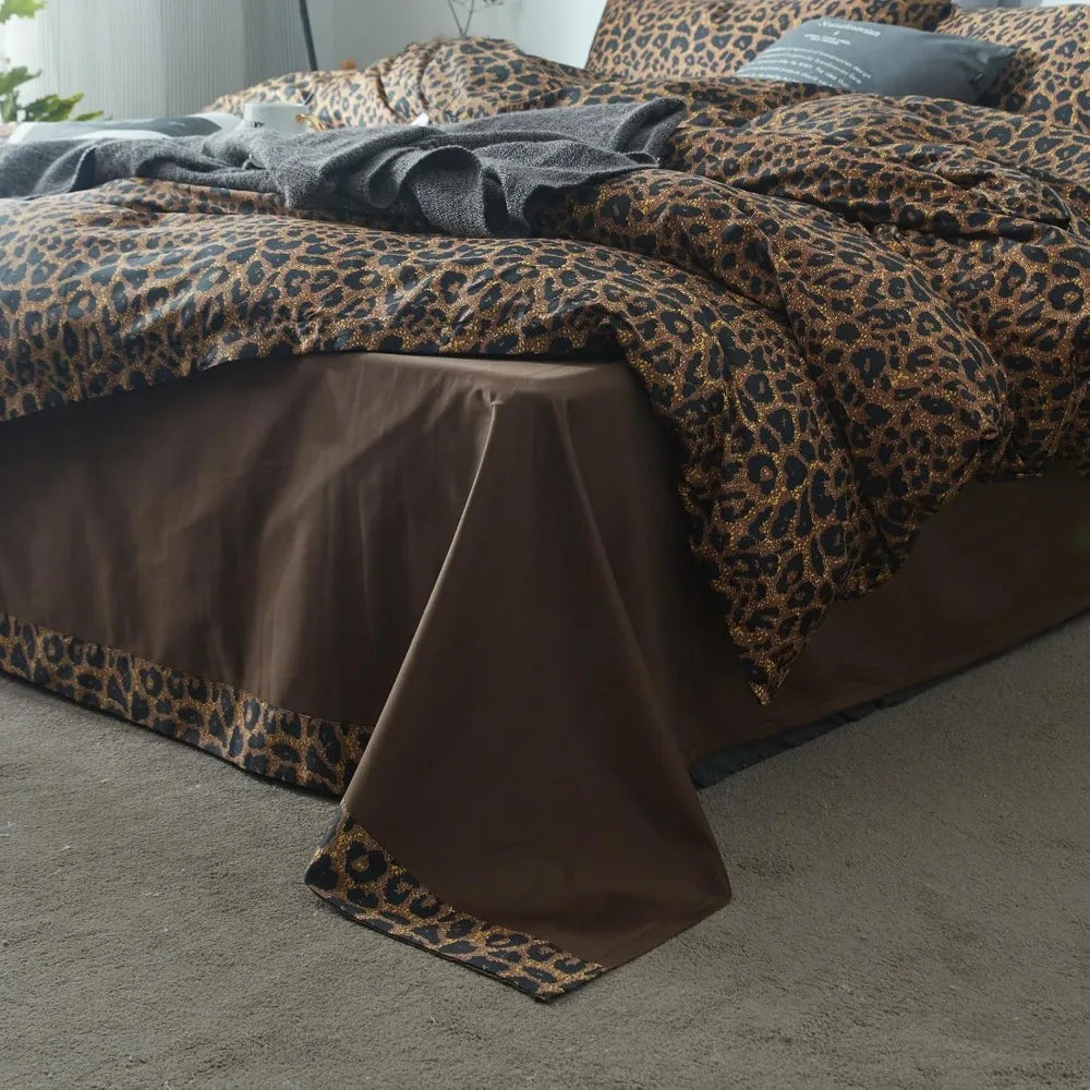 Leopard Print Comforter Set Soft Fluffy Bedding Bamboo Fiber