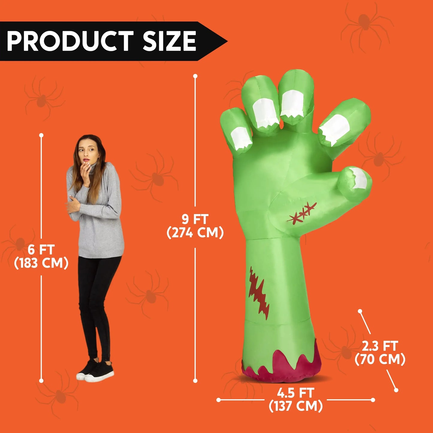 Joyfy Broken Hand Zombie Arm Inflatable With LEDs For Halloween Decor