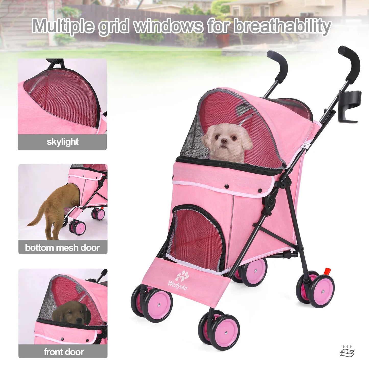Wedyvko Pet Dog Stroller With Brakes And Storage For Travel