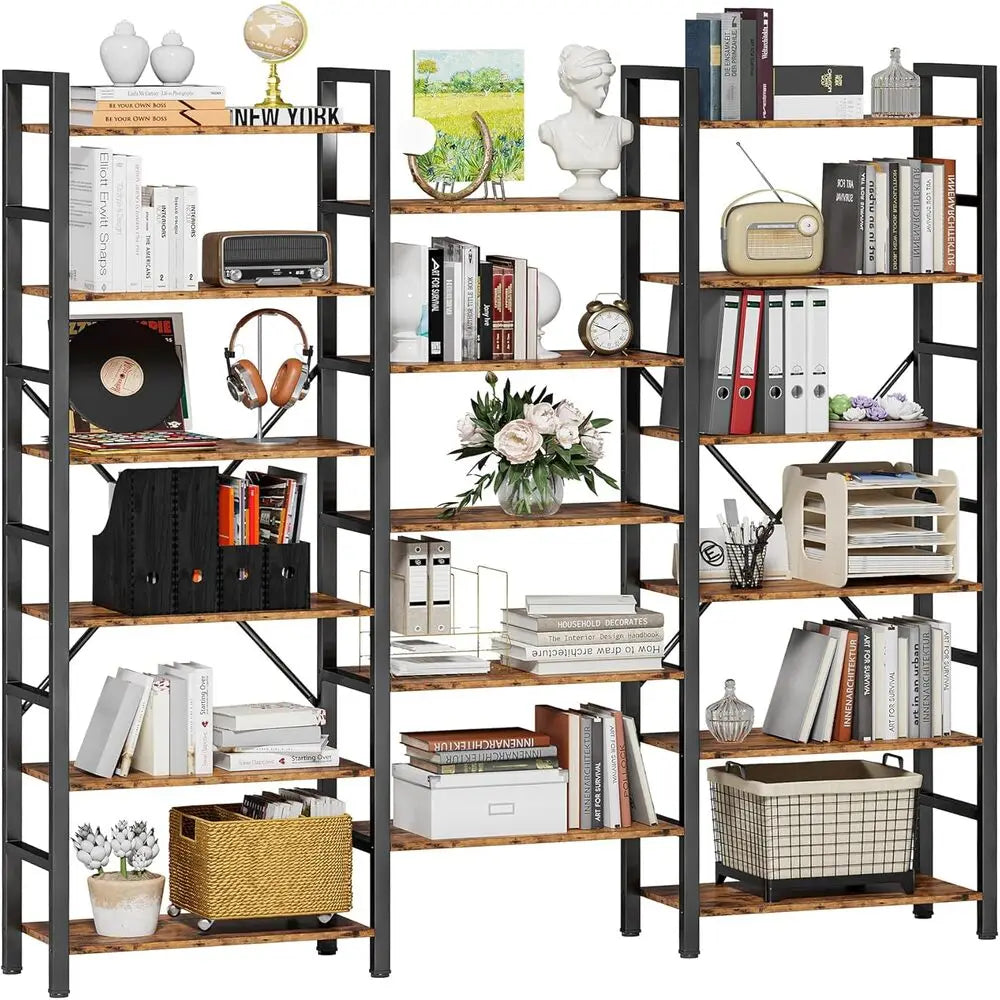 Ironck Industrial Bookshelf With Metal Frame Etagere Organizer