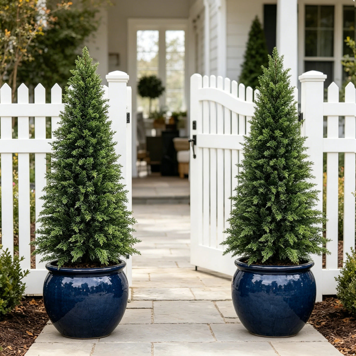 Artificial Cedar Topiary Tree UV Resistant Indoor Outdoor Decor