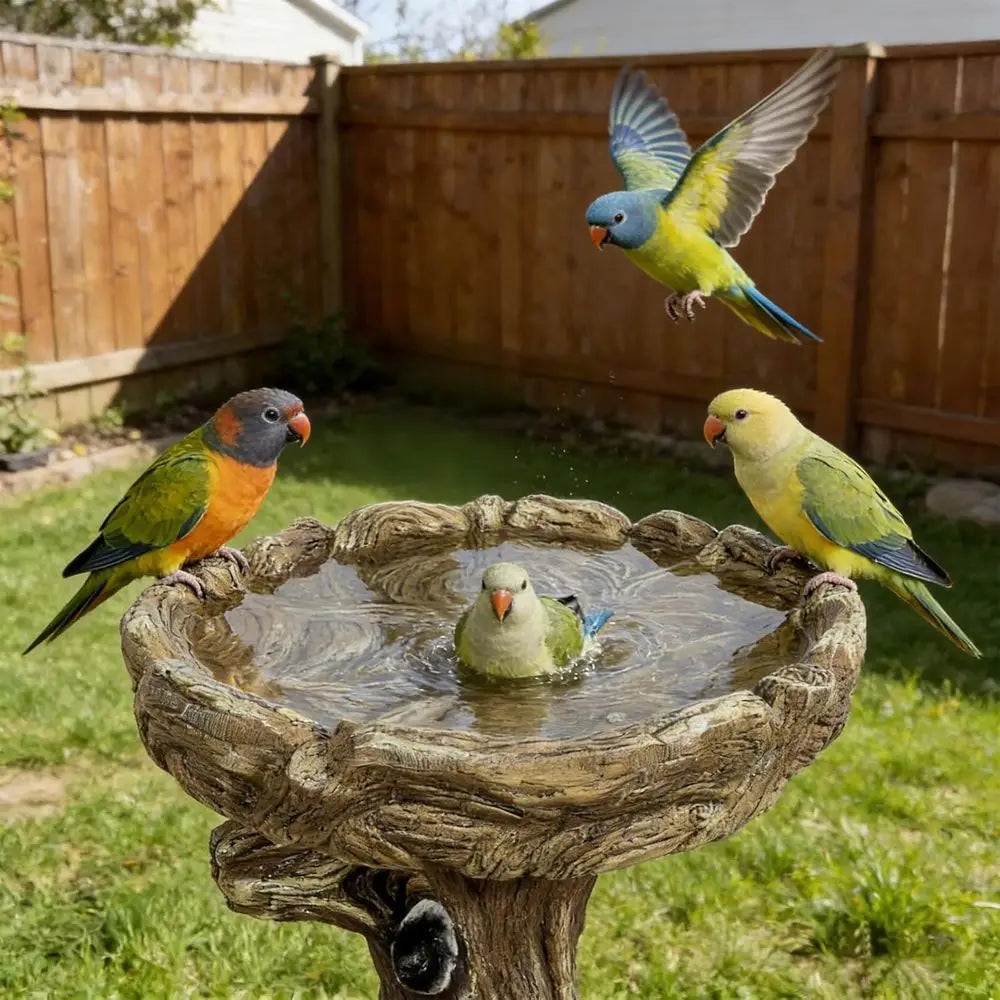 Skyire Bird Bath Pedestal Fiber Reinforced Concrete Woodland Decor