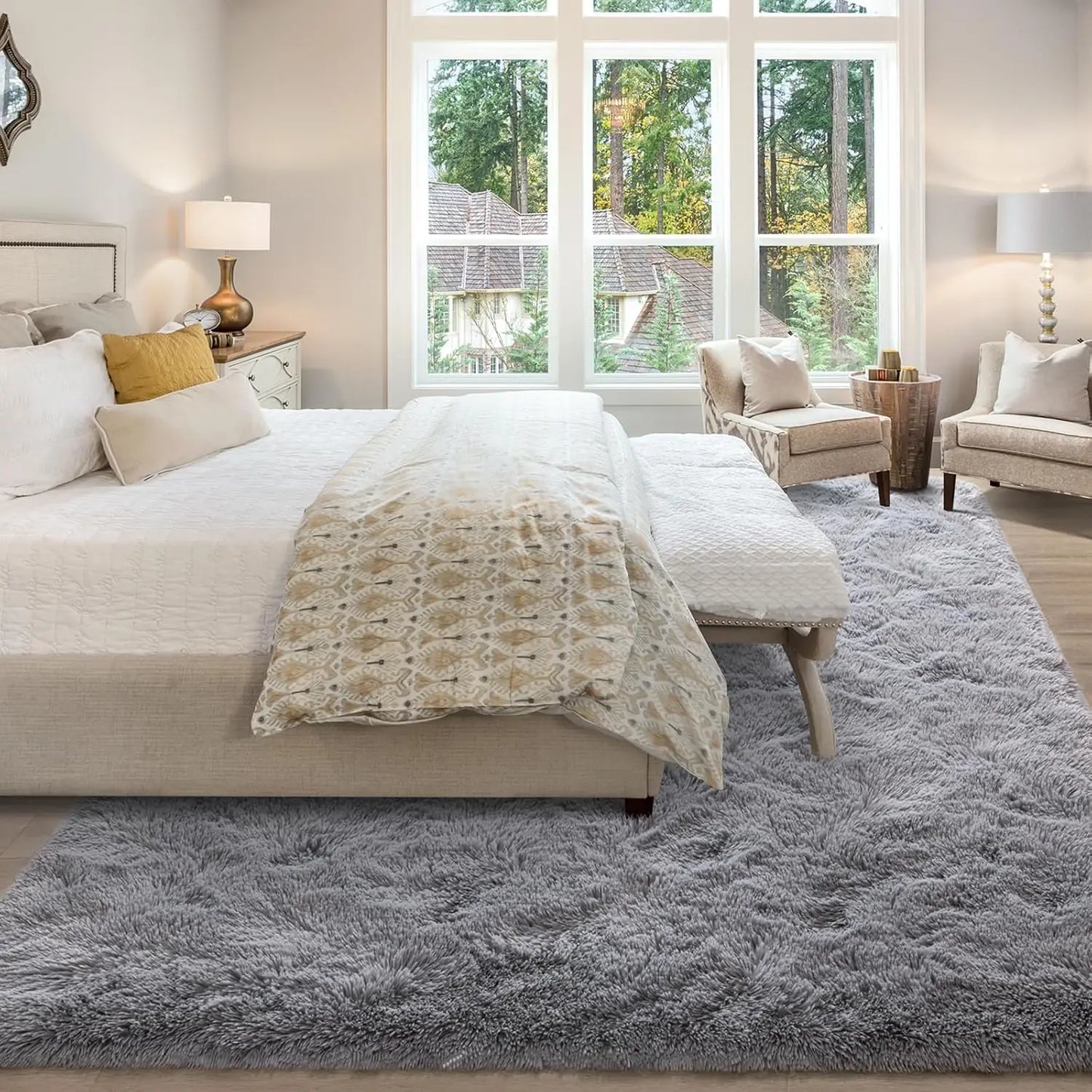 Soft Modern Shaggy Rug Non Slip Plush Area Carpet Indoor Living Room