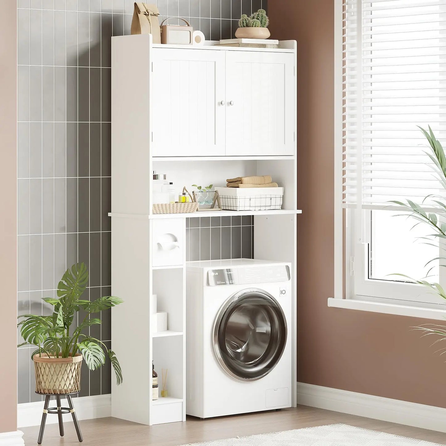 HiMISS Barn Door Toilet Cabinet With Adjustable Shelves