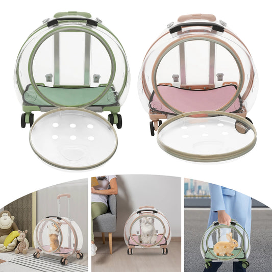 Breathable Cat Carrier With Rolling Wheels For Cats Lightweight