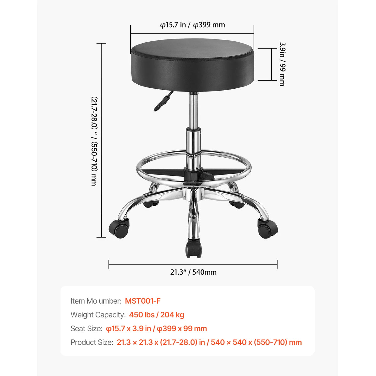 SucceBuy Adjustable Rolling Stool Chair For Salon Spa And Clinic