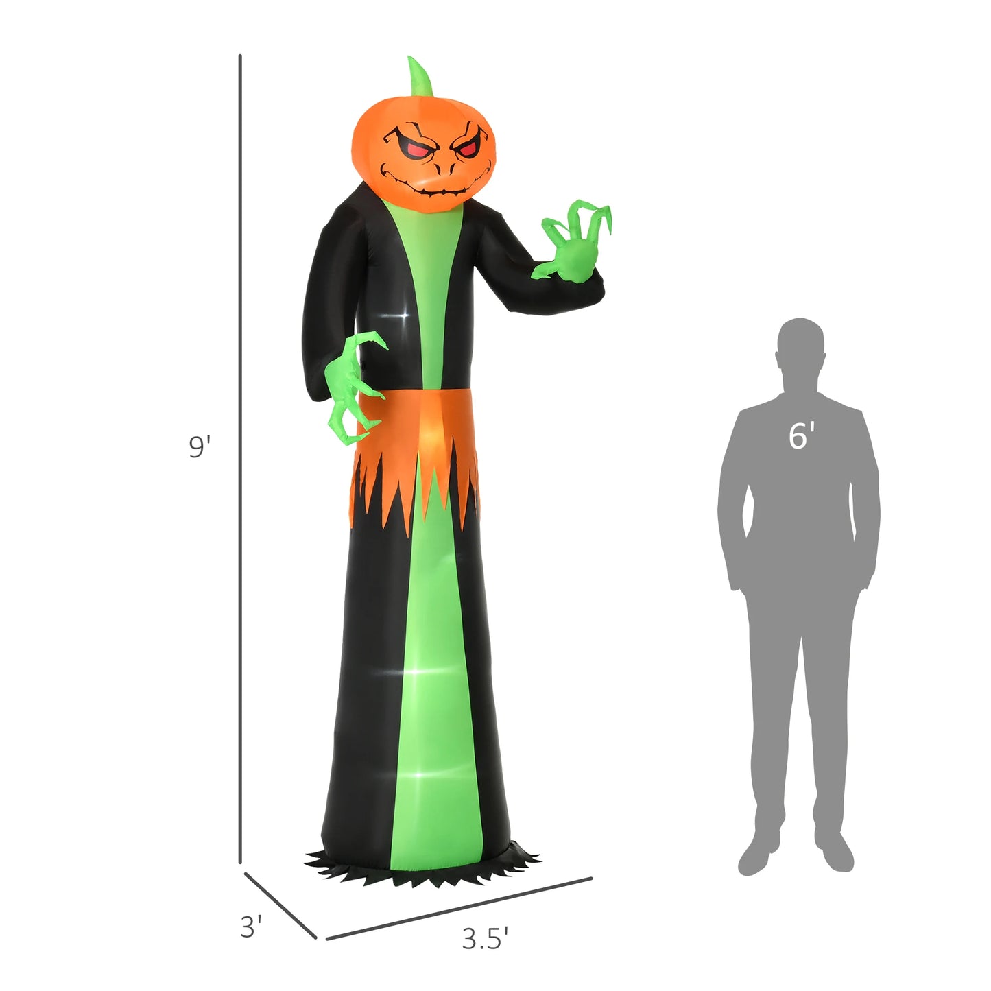 Light Up Pumpkin Inflatable Outdoor Halloween Decoration With LED Lights