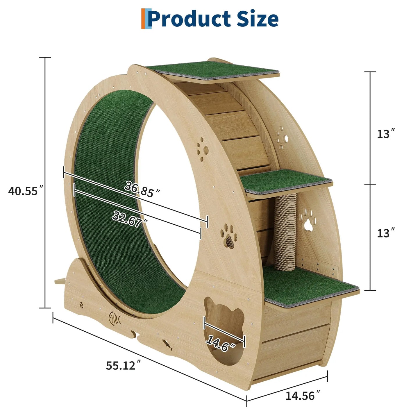 HiMISS 6-In-1 Cat Treadmill Exercise Wheel For Cats