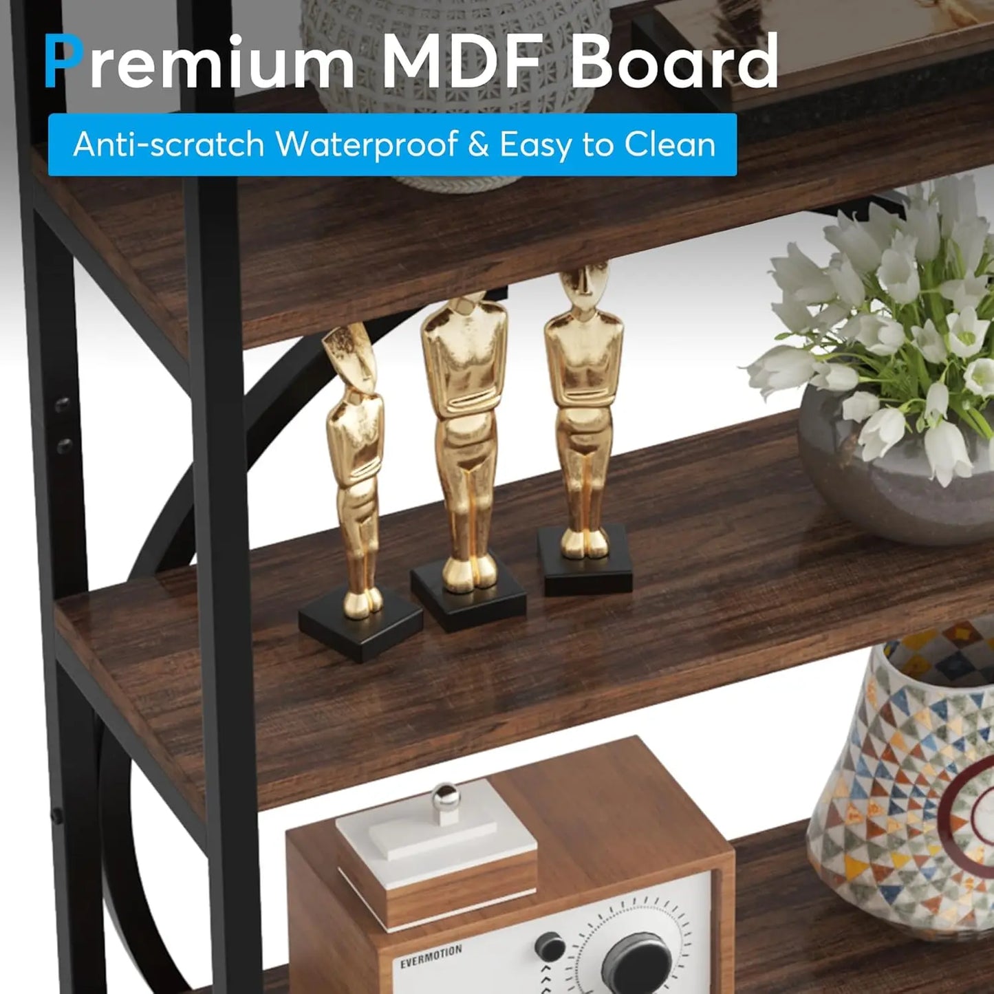Industrial Six Tier Bookshelf Open Metal Shelving Unit