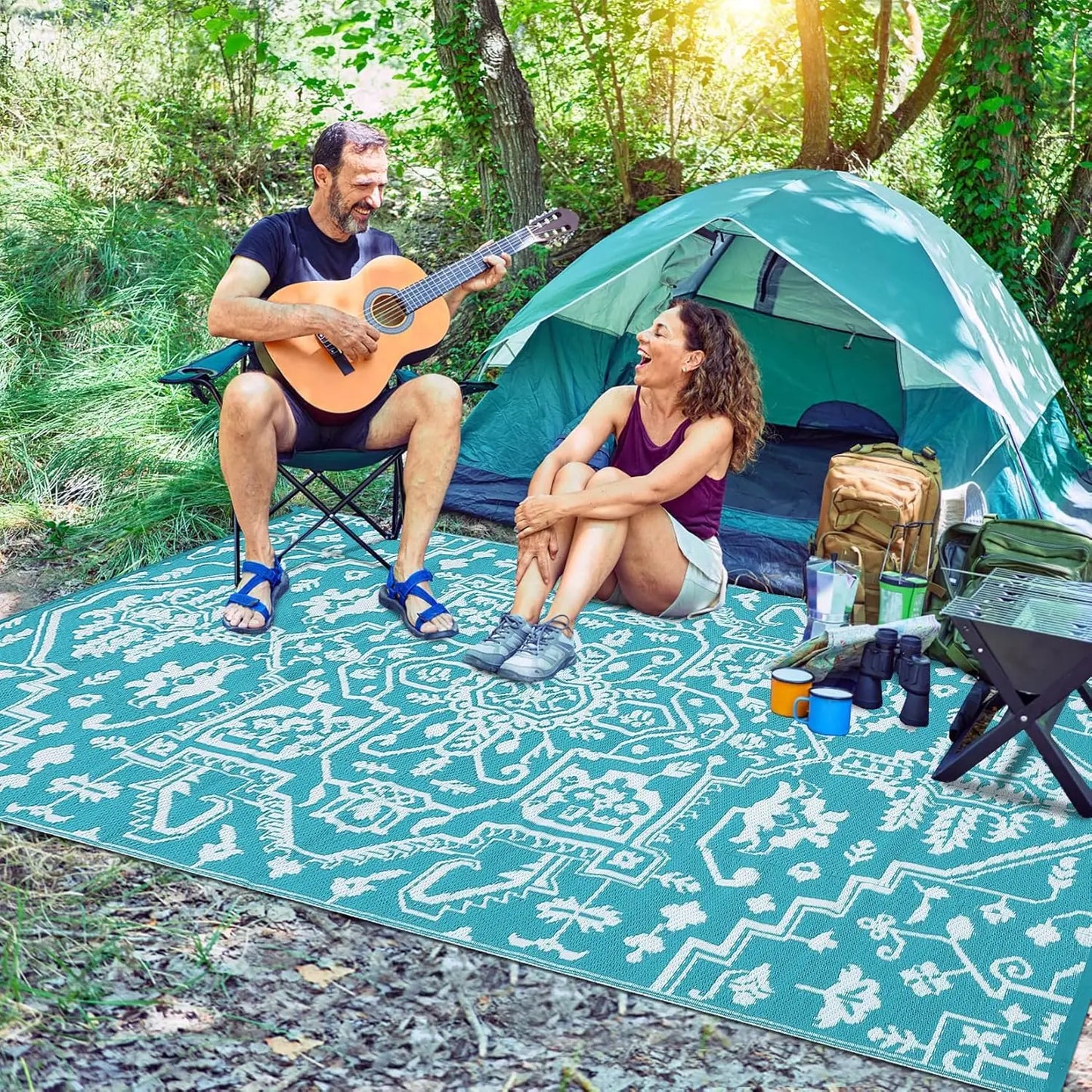 TWISTER.CK Waterproof Outdoor Area Rug Stain Resistant Mat For Deck