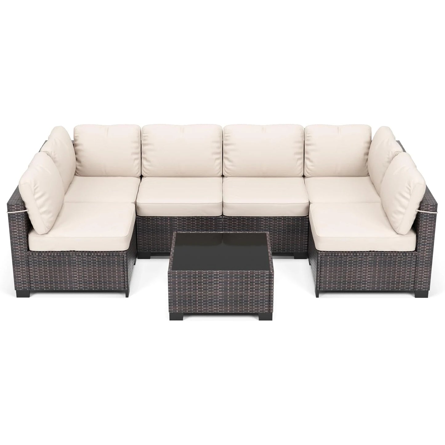 HobbyLane 7 Piece Modular Outdoor Furniture Set PE Rattan Wicker Garden Balcony