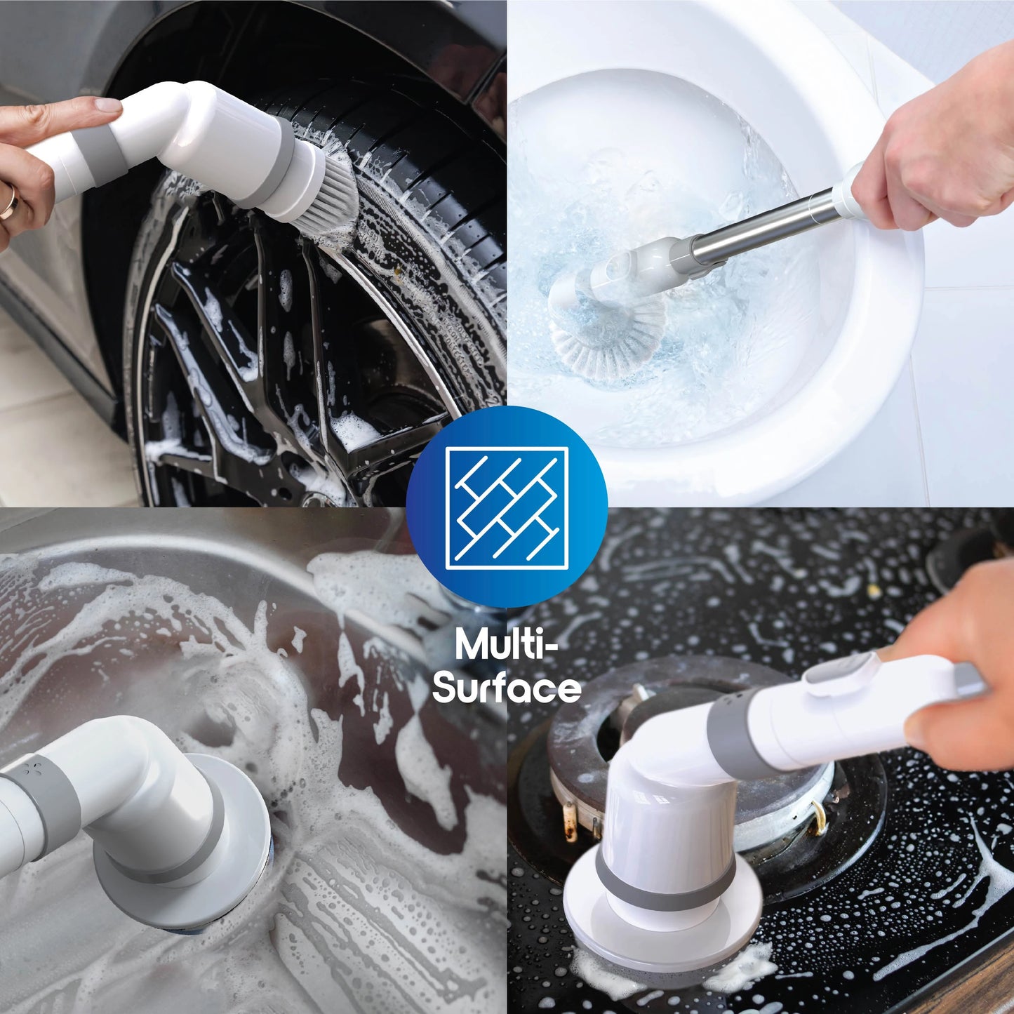 Blossom Electric Spin Scrubber With 9 Attachments For Bathroom Kitchen Cleaning