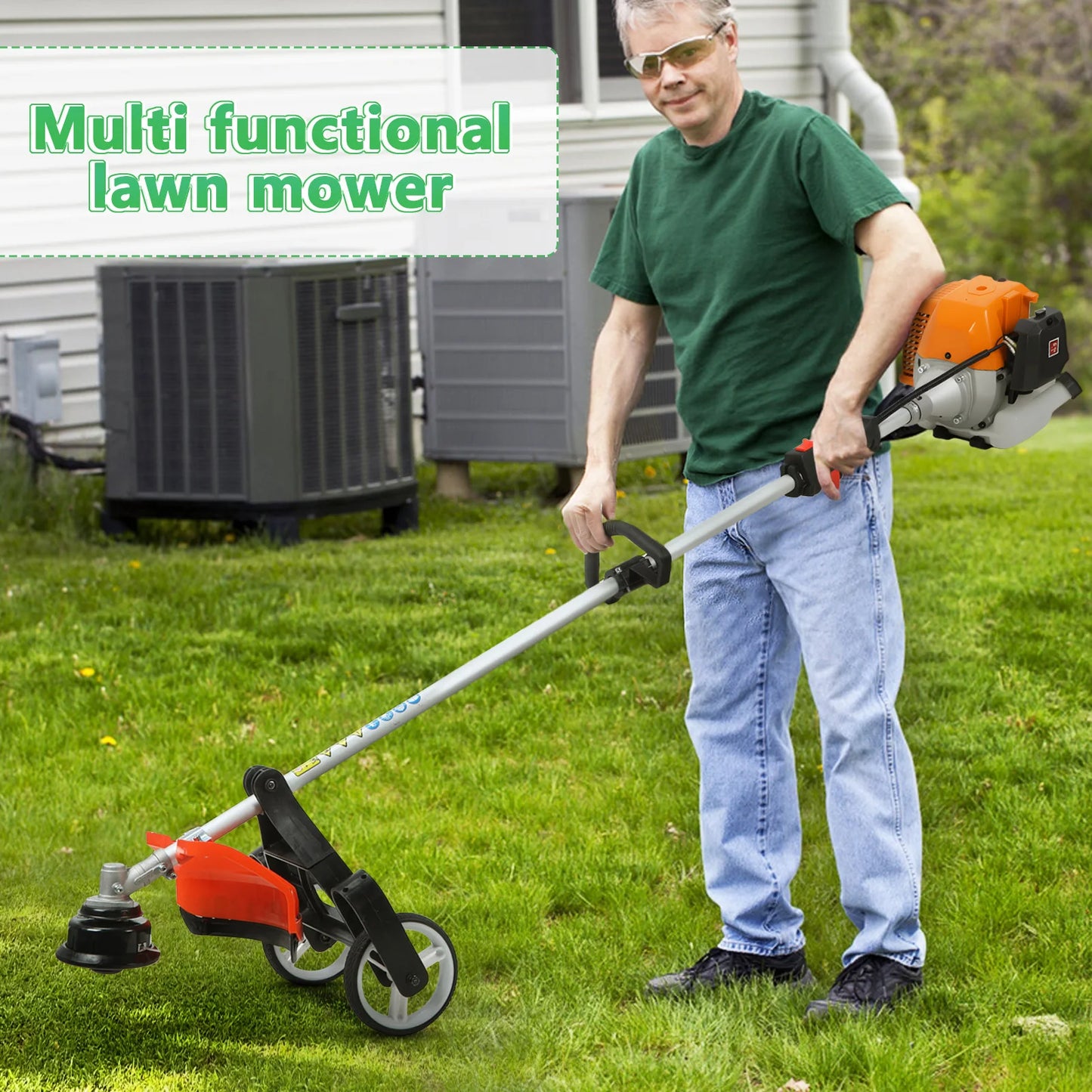 Gas Powered 8 in 1 Hedge Trimmer String Trimmer Cutter