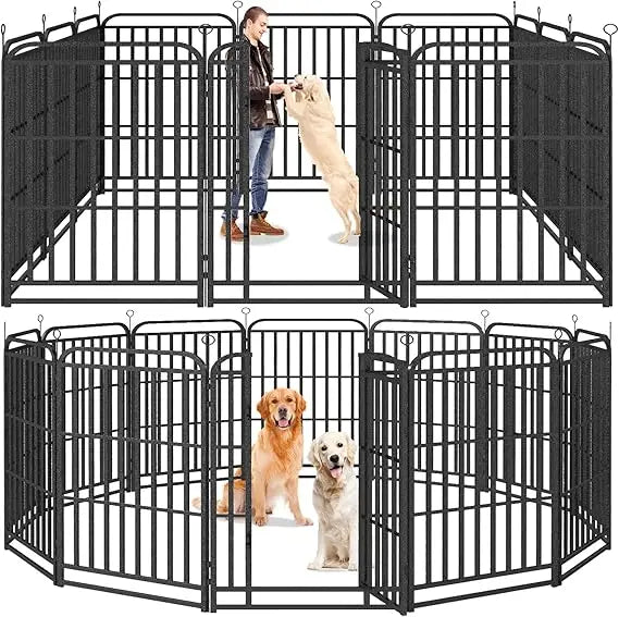 Outdoor Dog Fence Heavy Duty Anti Rust Playpen Reinforced Crossbars