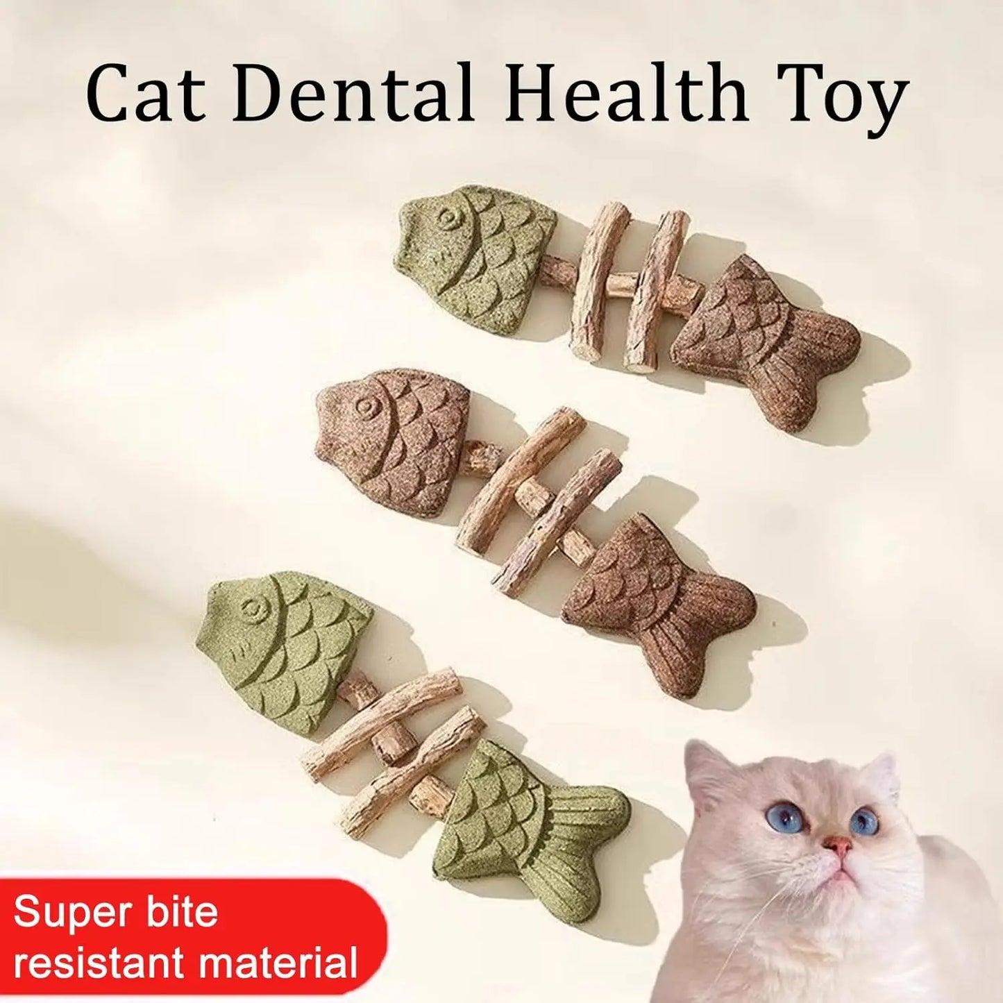 Dental Health Chew Toy For Cats Bite Resistant Fishbone Toy