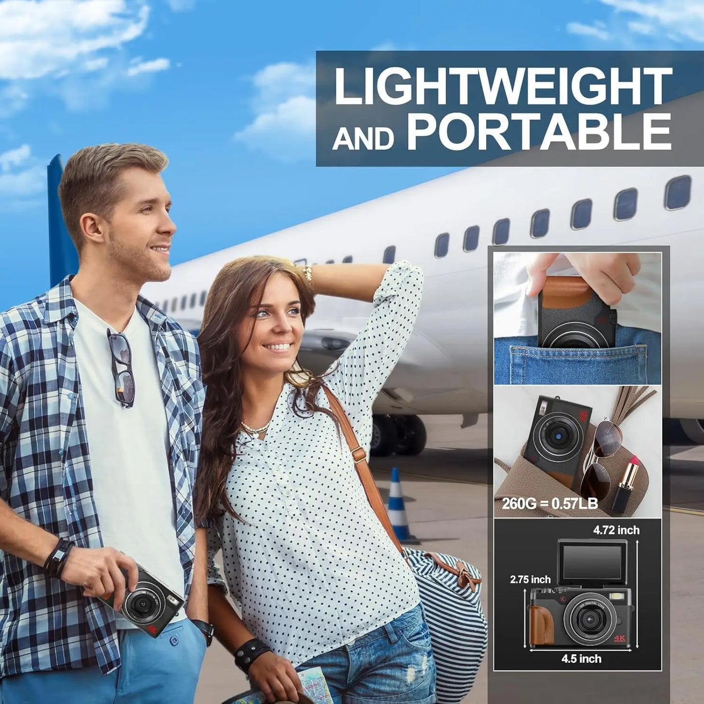 NBD 56MP 4K Vlogging Camera With 180 Degree Flip Screen