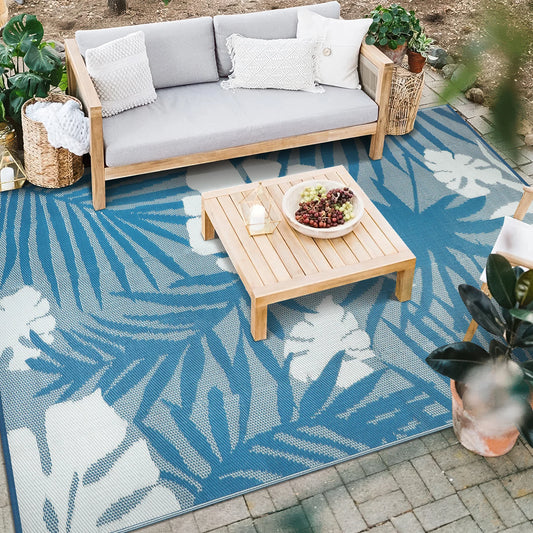 Outdoor Polypropylene Leaves Rug Waterproof Patio Carpet For Deck