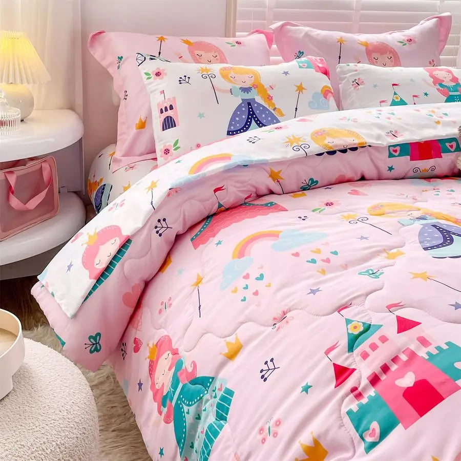 Princess Comforter Set For Girls Bed In A Bag 7-Piece