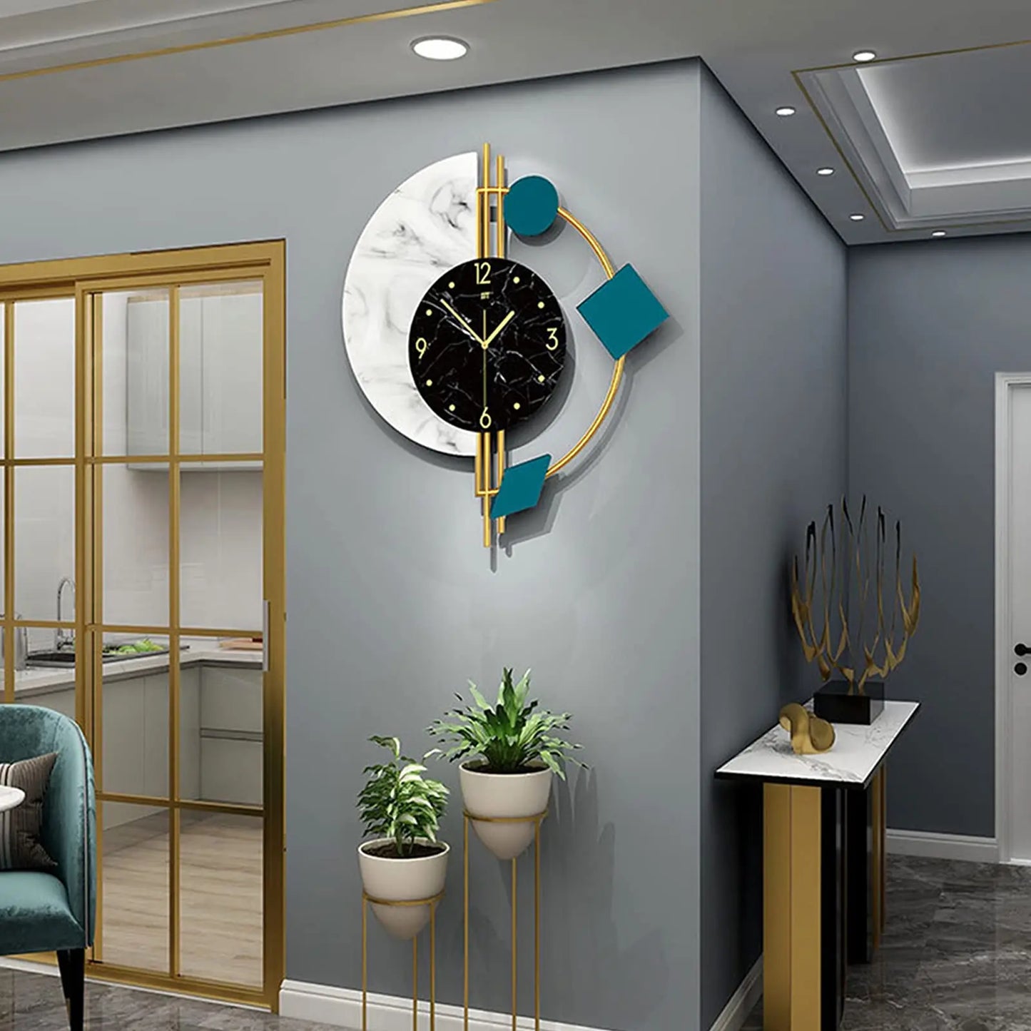Nordic Marble Wall Clock Luxury Silent Battery Operated