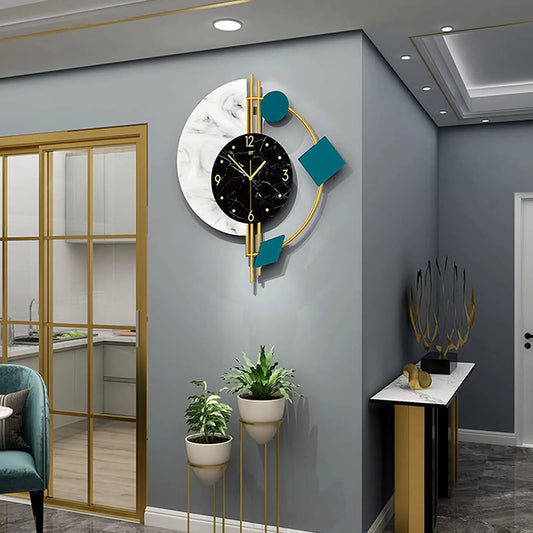 Nordic Marble Wall Clock Luxury Silent Battery Operated