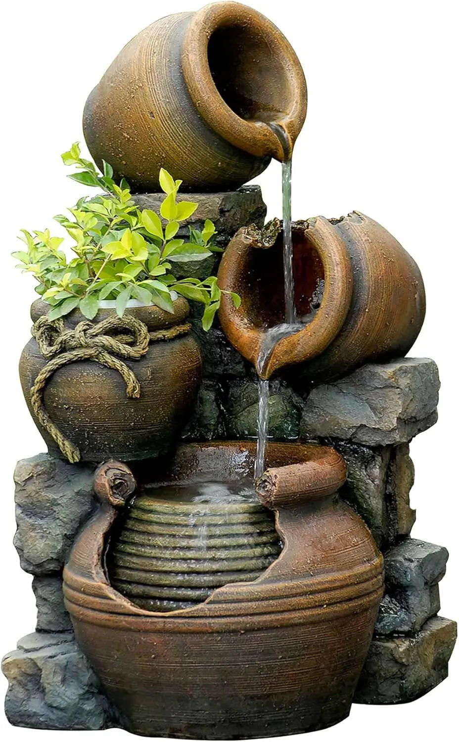 Outdoor Water Fountain With Flower Pot Multi Pots Design