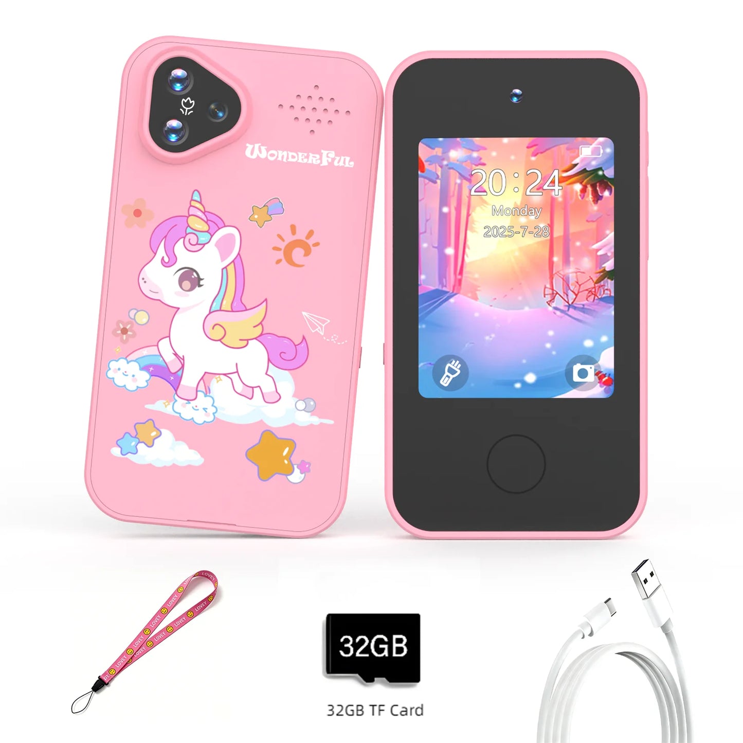 Mini Kids Smart Phone Dual Camera 1080P HD Touchscreen Educational