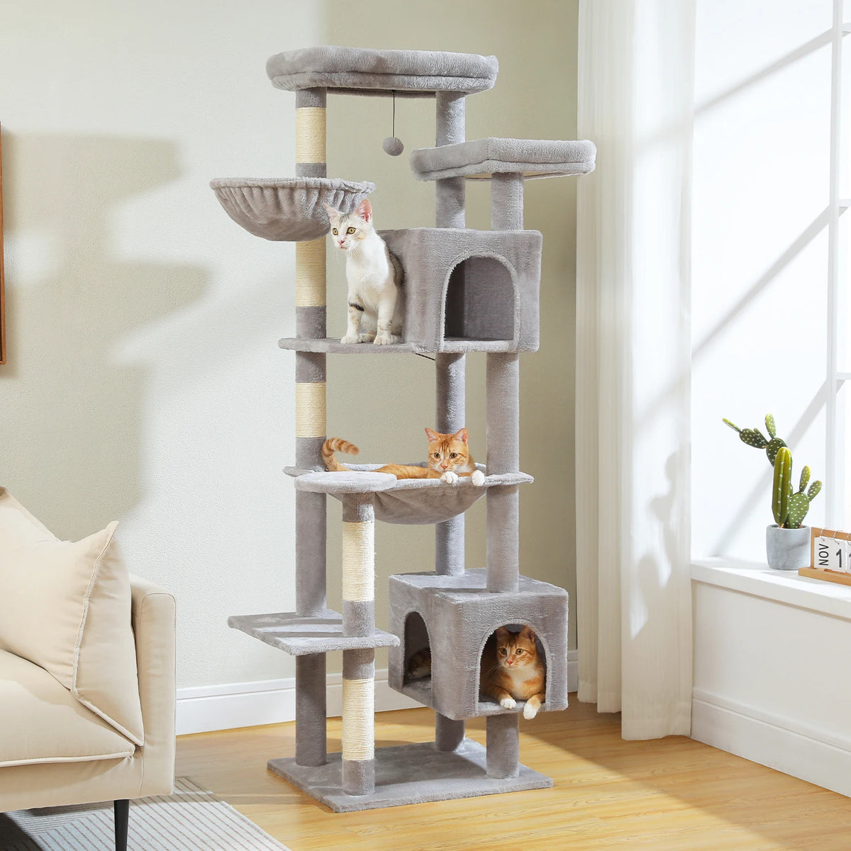PAWZ Road Multilevel Cat Tower With Plush Condo Scratching Posts