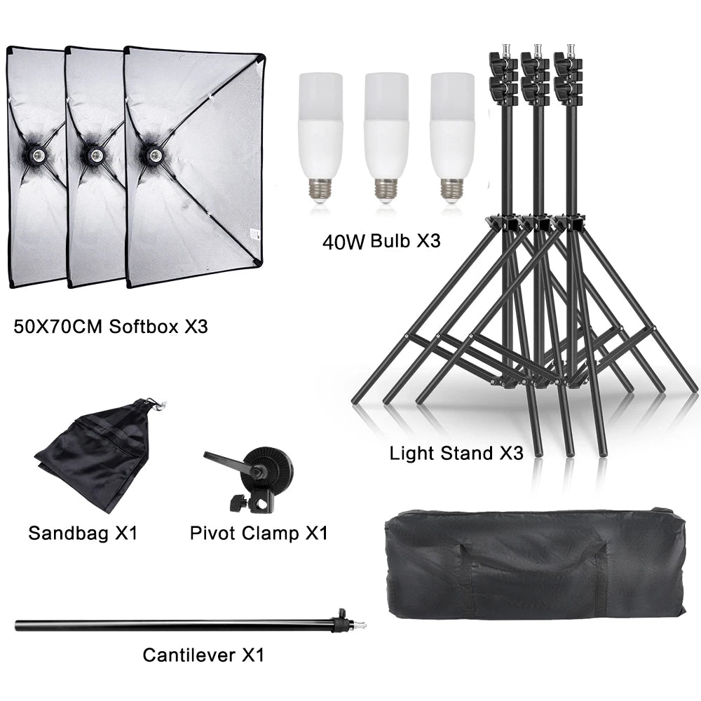 SH Continuous Softbox Lighting Kit For Photography Studio Portraits