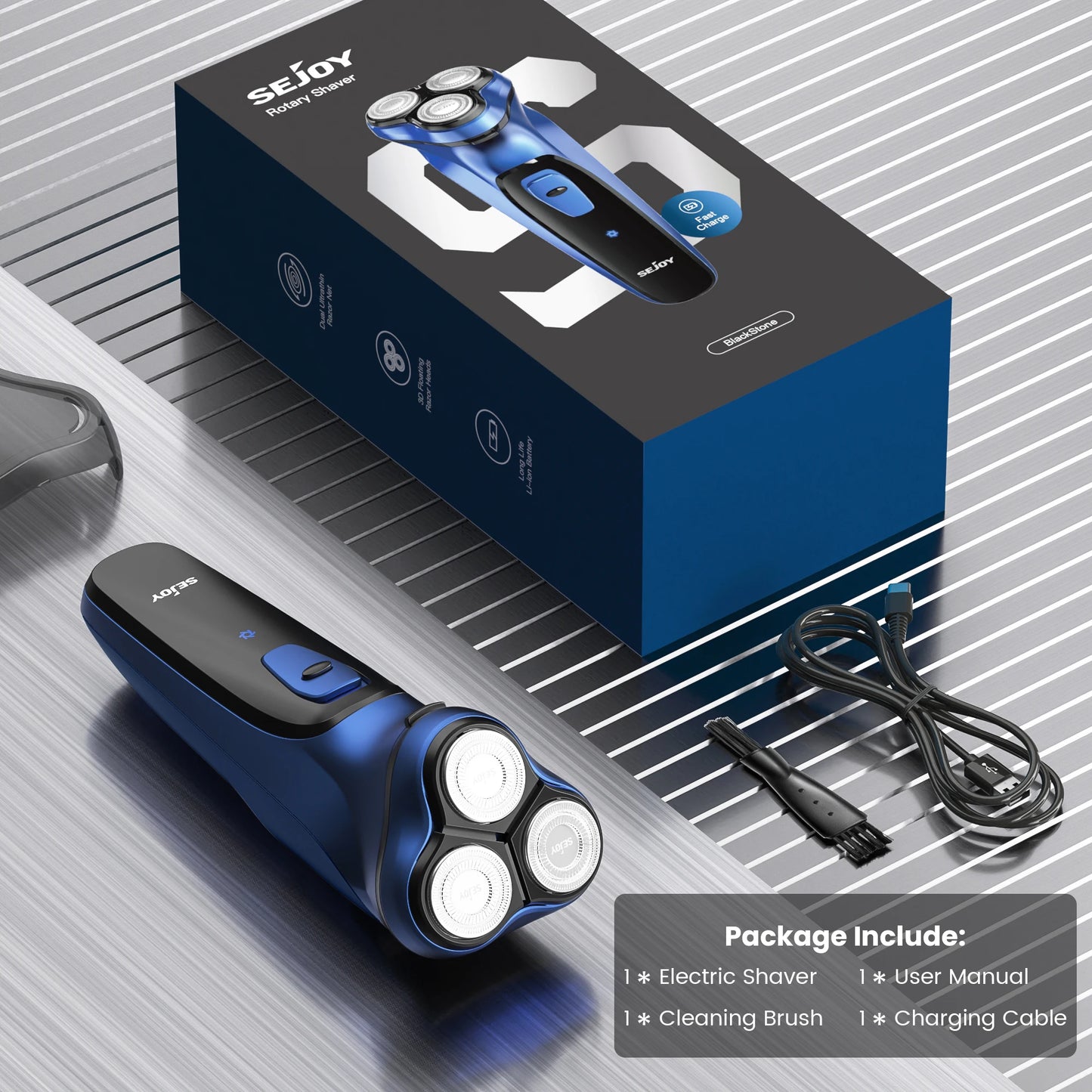 Sejoy 3D Floating Electric Shaver For Men Rechargeable Razor With Triple Blade