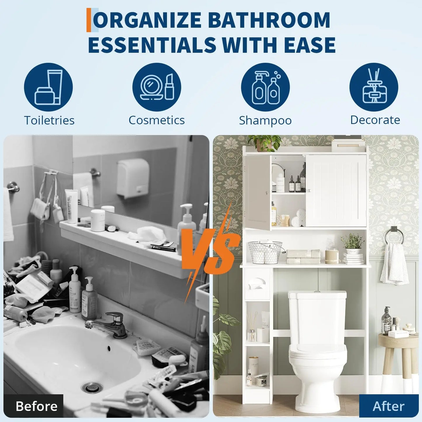 HiMISS Barn Door Toilet Cabinet With Adjustable Shelves
