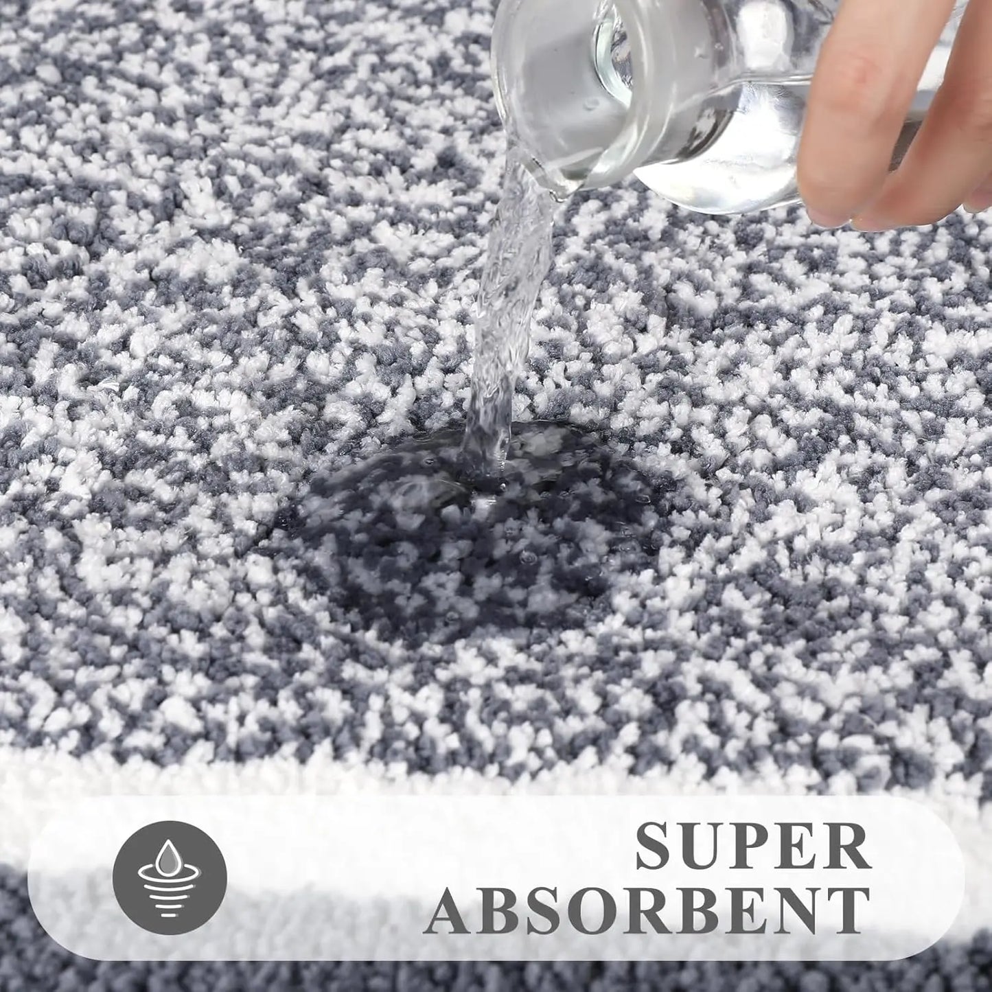 Microfiber Shag Bath Mat Set 3-Piece Non-Slip Ultra Soft