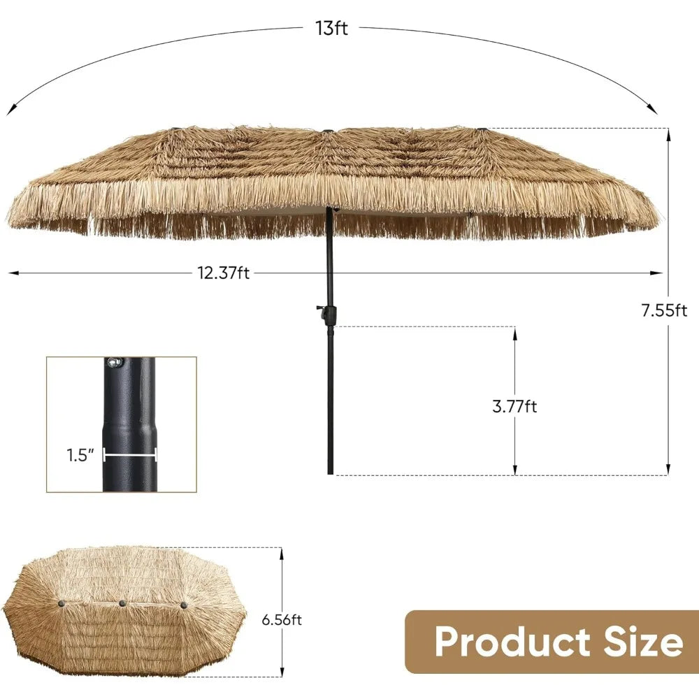 Tiki Patio Umbrella With Crank For Garden And Deck