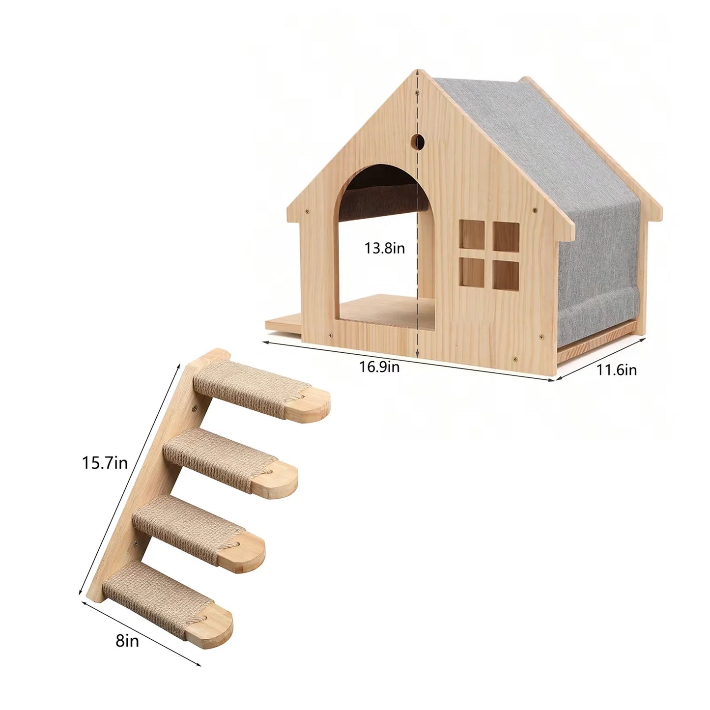Wooden Cat Villa Wall Shelf for Sleeping and Resting
