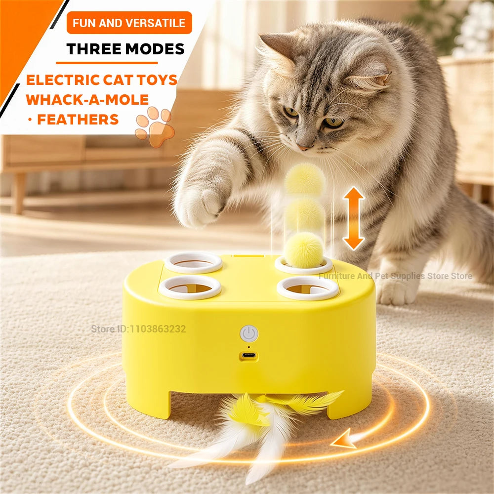 Smart Cat Toy Wand With Feathers Interactive Electric Toy