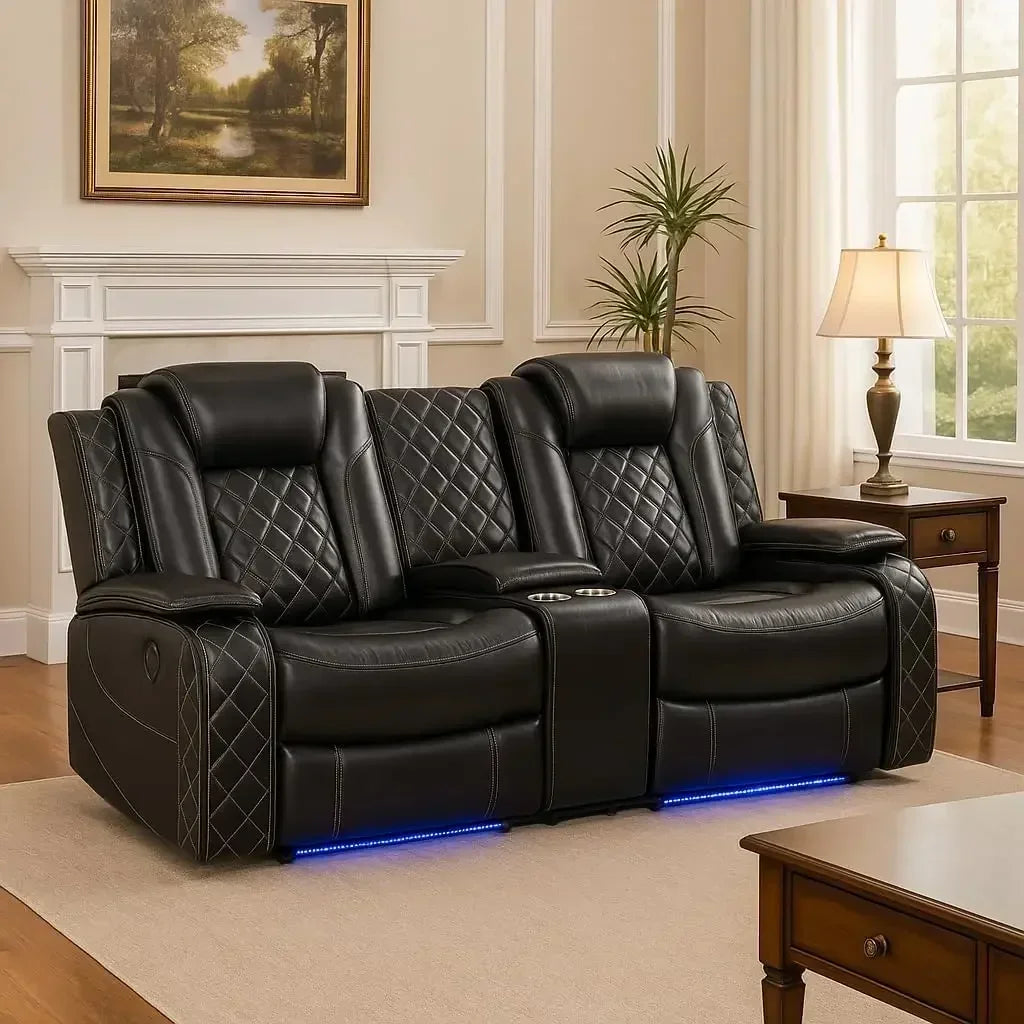 Power Living Room Set Electric Recliner Chair With LED Light Wireless Charging