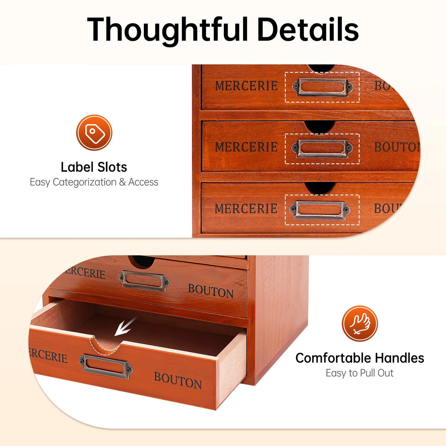 Wooden Desk Organizer With Five Drawers For Office And Study