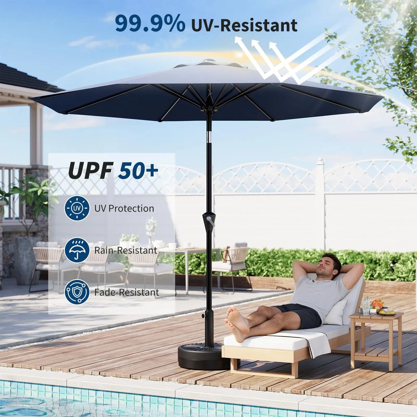 HiMISS Patio Umbrella With Crank Lift And Tilt